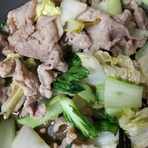 チンゲン菜と豚肉の炒め物